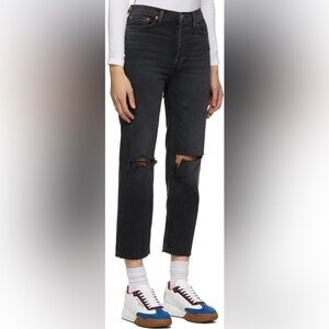 RE/DONE Originals 70s Stove Pipe in Faded Coal With Rips 24